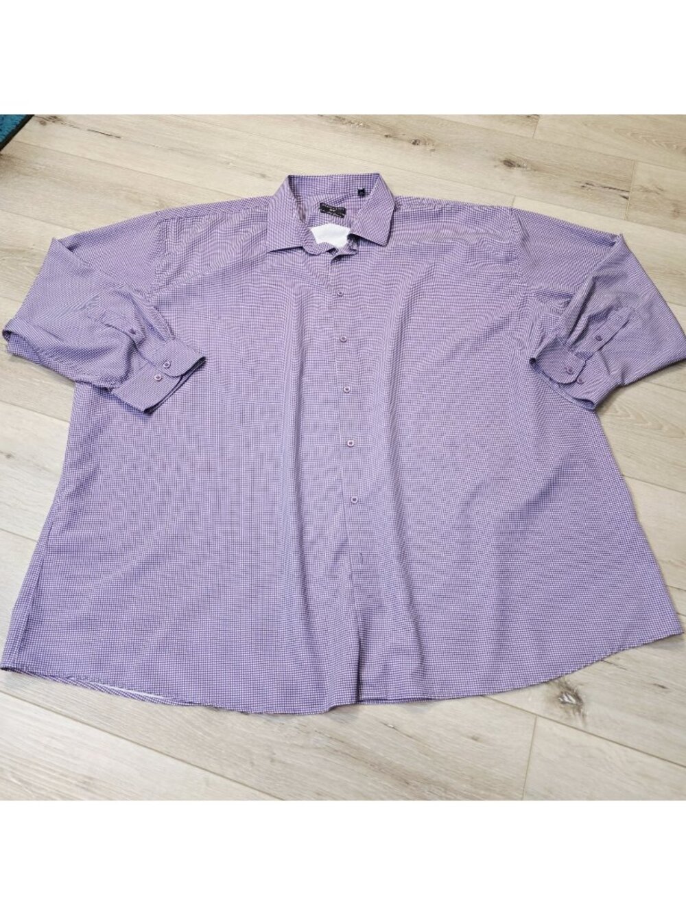 Shaquille O'Neal Cooling Stretch Purple White Button Up Mens XLG 20 34/35